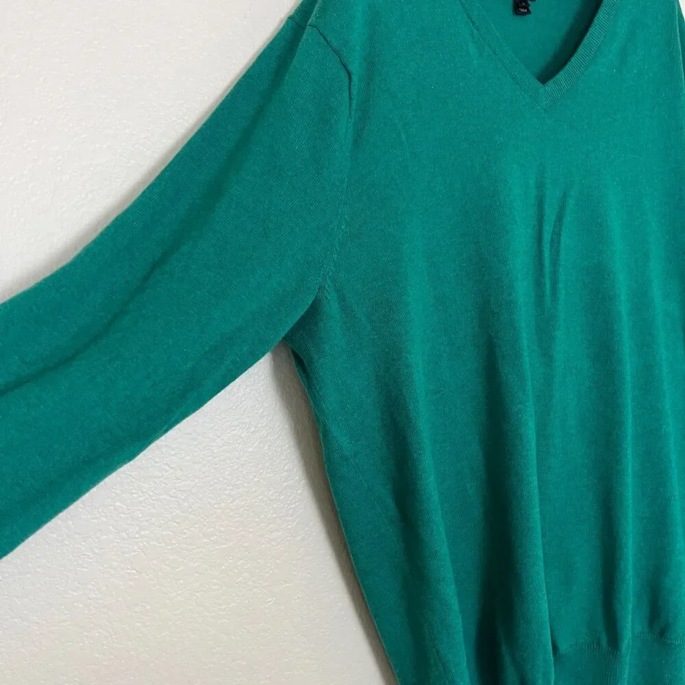 J.Crew Men Size L Cotton Cashmere Kelly Green V-Neck Sweatshirt Casual Minimal